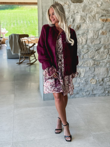 Robe courte à motifs Sorana - Bordeaux