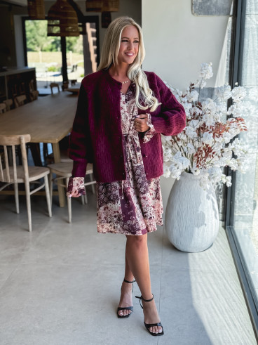 Robe courte à motifs Sorana - Bordeaux