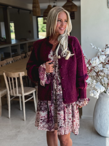 Robe courte à motifs Sorana - Bordeaux