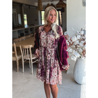 Robe courte à motifs Sorana - Bordeaux