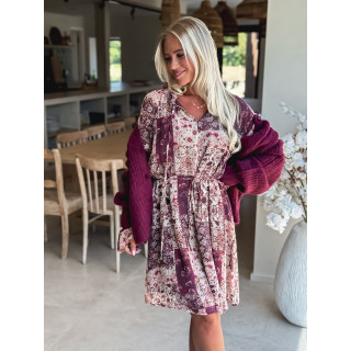 Robe courte à motifs Sorana - Bordeaux