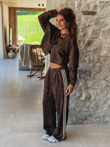 Pantalon léopard Elouanne - Camel/Noir
