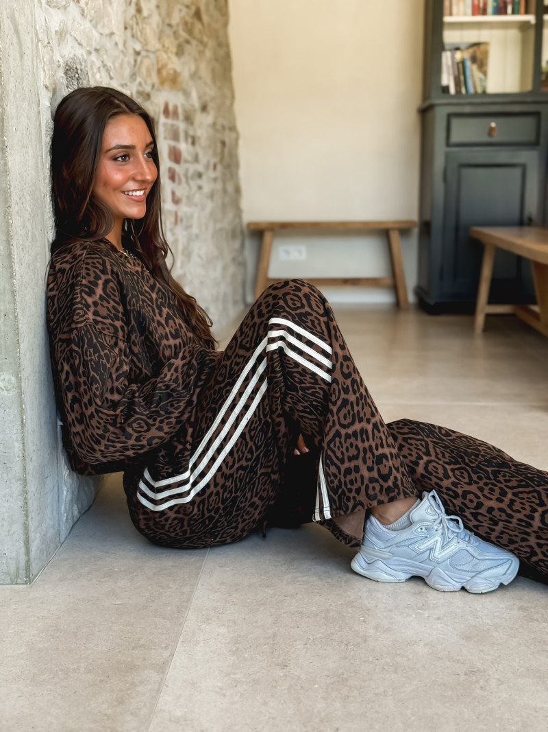 Pantalon léopard Elouanne - Camel/Noir