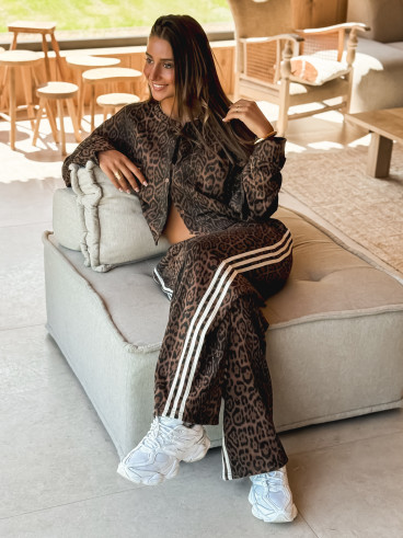 Pantalon léopard Elouanne - Camel/Noir