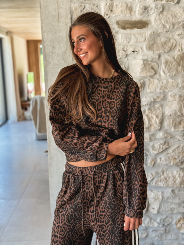 Pull léopard Elouanne - Camel/Noir