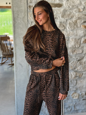 Pull léopard Elouanne - Camel/Noir