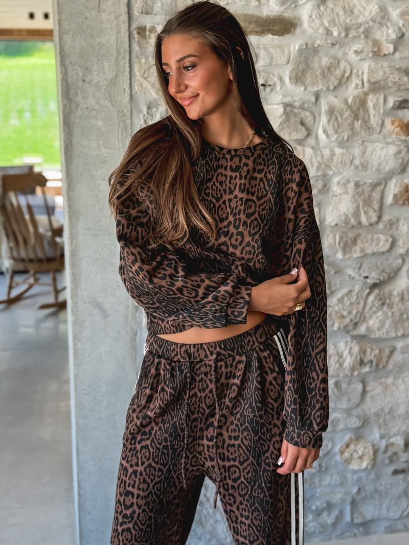 Pull léopard Elouanne - Camel/Noir
