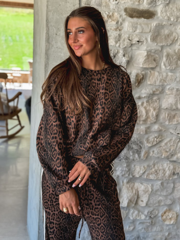 Pull léopard Elouanne - Camel/Noir