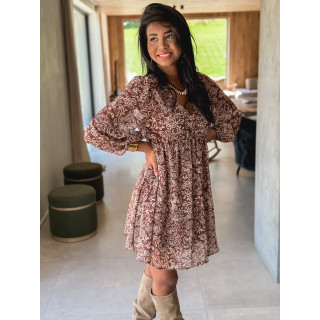 Robe courte à motifs Lianah - Chocolat