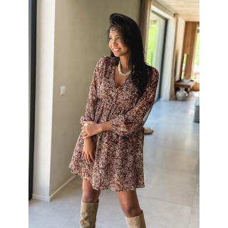 Robe courte à motifs Lianah - Chocolat