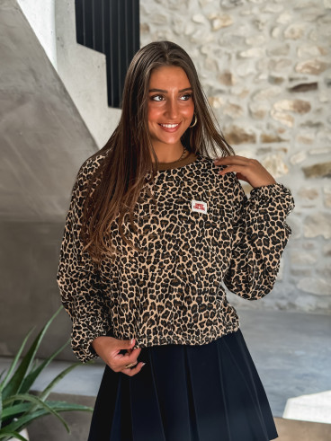 Pull léopard Hanael - Chocolat