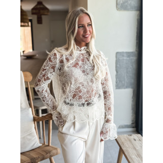 Blouse en dentelle Noéva - Crème