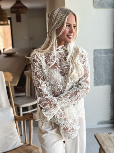 Blouse en dentelle Noéva - Crème