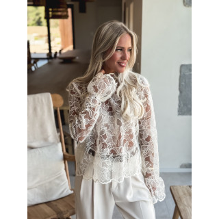 Blouse en dentelle Noéva - Crème