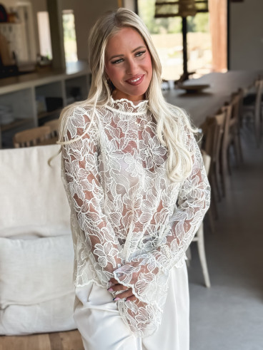Blouse en dentelle Noéva - Crème