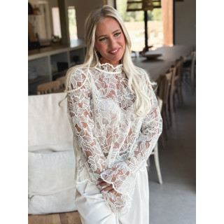 Blouse en dentelle Noéva - Crème