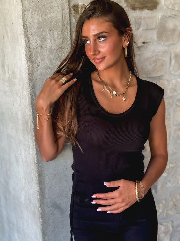 Blouse côtelé Tellya - Noir