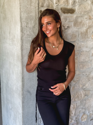 Blouse côtelé Tellya - Noir
