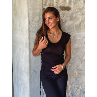 Blouse côtelé Tellya - Noir