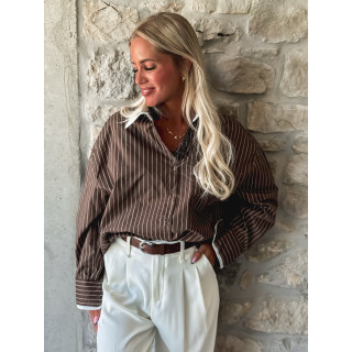 Chemise lignée Eleya - Chocolat