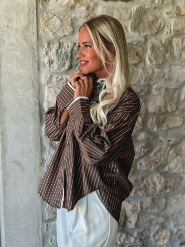 Chemise lignée Eleya - Chocolat