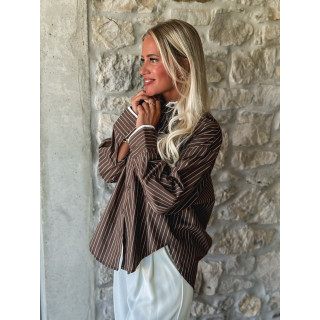 Chemise lignée Eleya - Chocolat