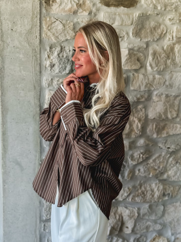 Chemise lignée Eleya - Chocolat