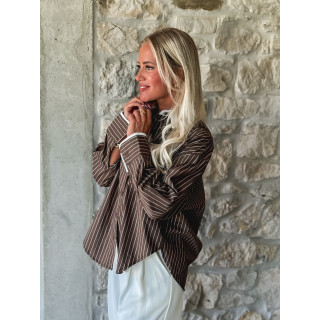 Chemise lignée Eleya - Chocolat