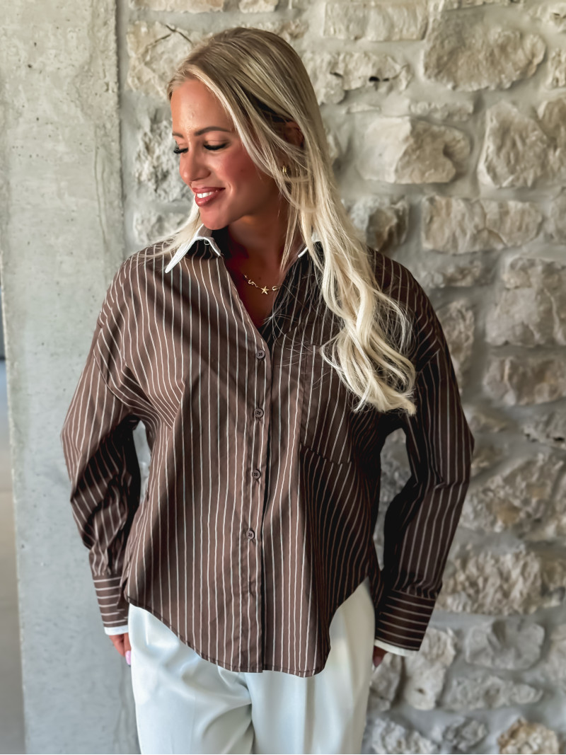 Chemise lignée Eleya - Chocolat