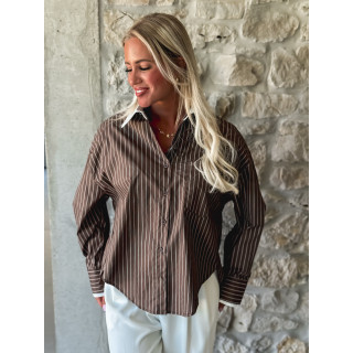 Chemise lignée Eleya - Chocolat