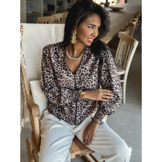 Blouse léopard Hollie - Beige/Chocolat
