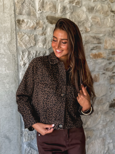 Veste léopard Loreta - Chocolat/Noir
