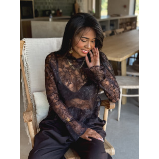 Blouse en dentelle Noéva - Chocolat