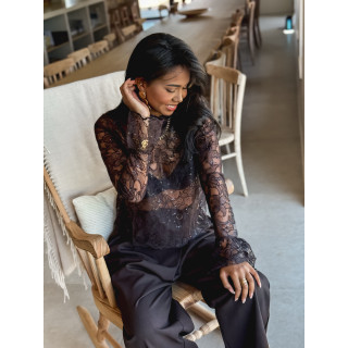 Blouse en dentelle Noéva - Chocolat