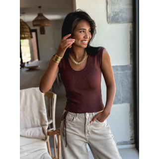 Blouse côtelé Tellya - Chocolat