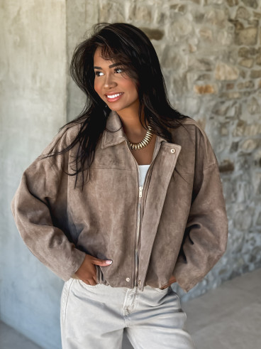Veste en suédine Tia - Taupe