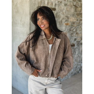 Veste en suédine Tia - Taupe