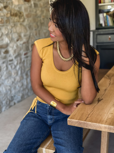 Blouse côtelé Tellya - Moutarde