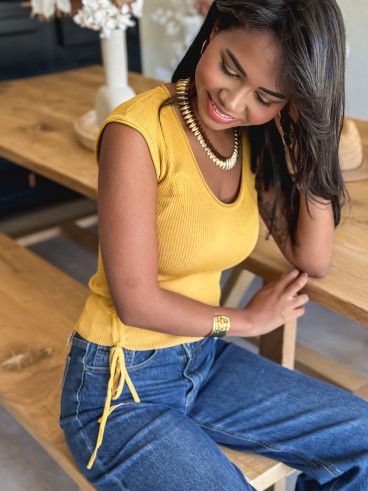 Blouse côtelé Tellya - Moutarde