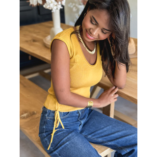 Blouse côtelé Tellya - Moutarde