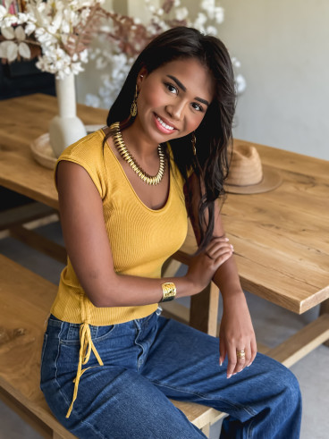 Blouse côtelé Tellya - Moutarde