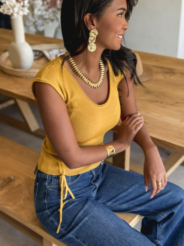 Blouse côtelé Tellya - Moutarde
