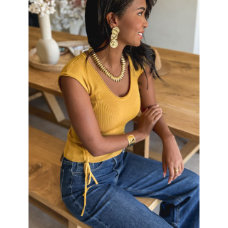 Blouse côtelé Tellya - Moutarde
