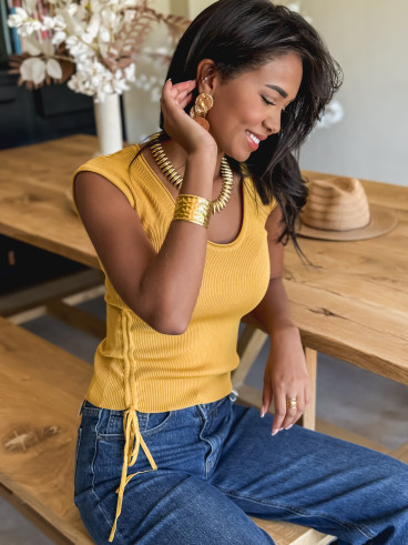 Blouse côtelé Tellya - Moutarde