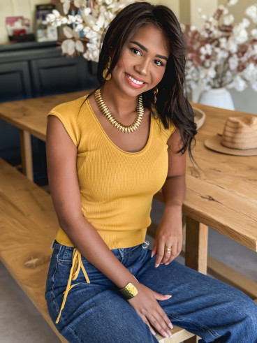 Blouse côtelé Tellya - Moutarde