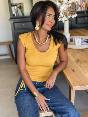 Blouse côtelé Tellya - Moutarde