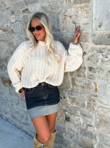 Jupe courte en jeans Noor - Bleu Foncé