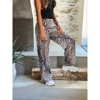 Pantalon léopard Lorenzia - Beige/Noir
