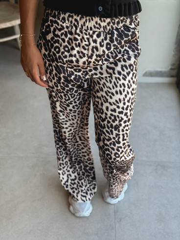 Pantalon léopard Lorenzia - Beige/Noir