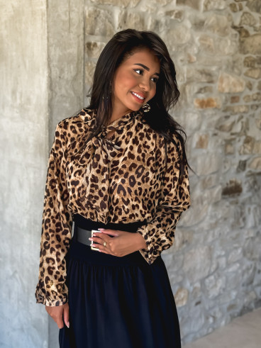 Chemise Léopard Elizea - Beige/Chocolat